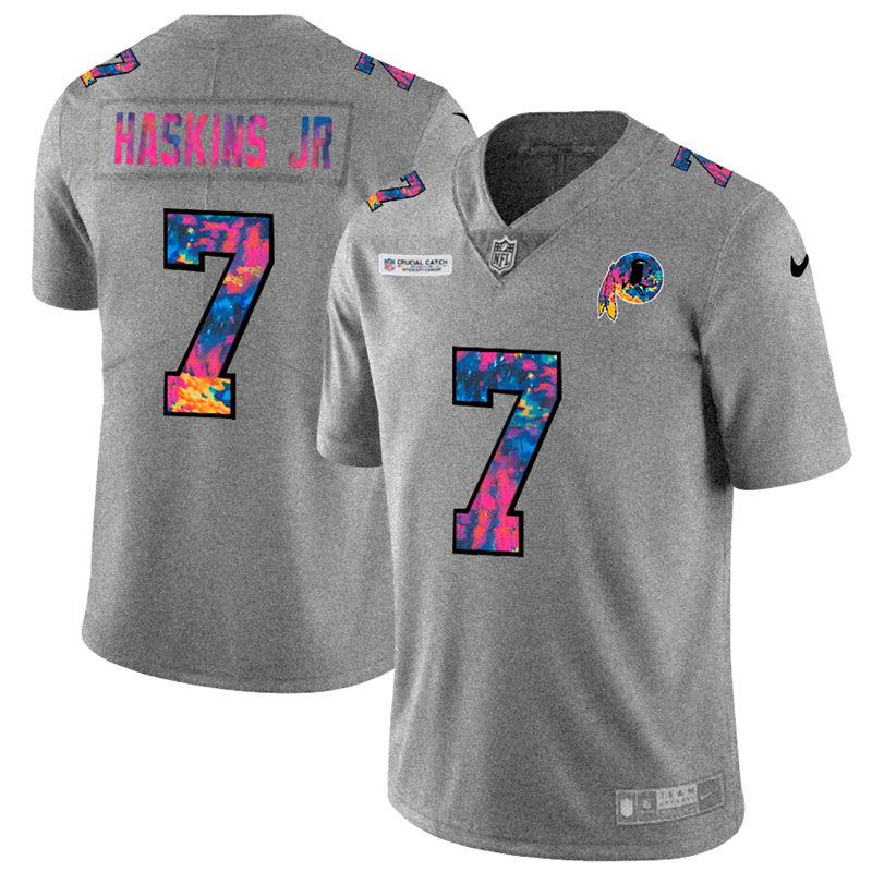 NFL Washington Redskins #7 Dwayne Haskins Jr Men Nike MultiColor 2020  Crucial Catch  Jersey Grey->washington redskins->NFL Jersey